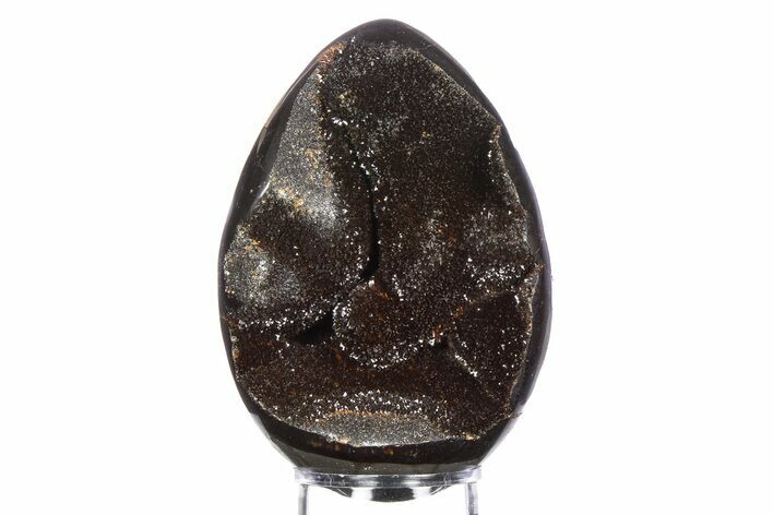 Septarian Dragon Egg Geode - Sparkly Black Crystals #383839